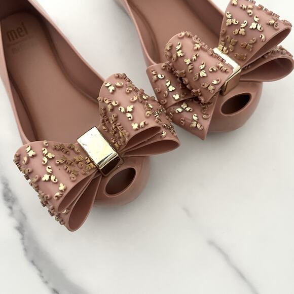 Mini Melissa Girls' Mel Ultragirl Sweet X Ballet Flat Pink Big bow Size 11 party - Picture 8 of 11